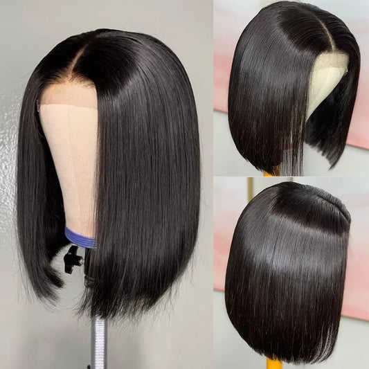 Brazilian 13x4 HD Lace Front Straight Bob Wig Human Hair 250% Density Short Bob Wig Glueless 4x4 Lace Closure Wigs For Women