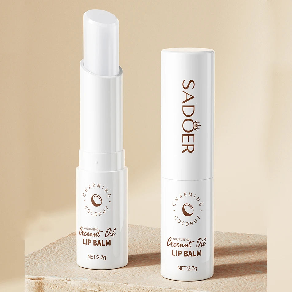 SADOER Coconut Oil Moisturizing Lip Balm Long-Lasting Nourishing Lip Care, All-Day Hydrating, Soothing Relief Dry Cracked Lips