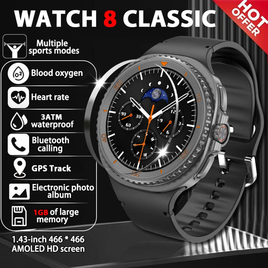 2025 New Watch8 Ultra Smart Watch Classic NFC Health Monitoring GPS Bluetooth Call 3ATM Waterproof HD Smartwatch For IOS Android
