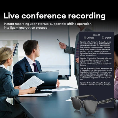 MGALL MG-C8 AI HD Smart Glasses V5.4 Bluetooth Call Voice Assistant 98% Accuracy Translate Recording Videos Glasses Waterproof