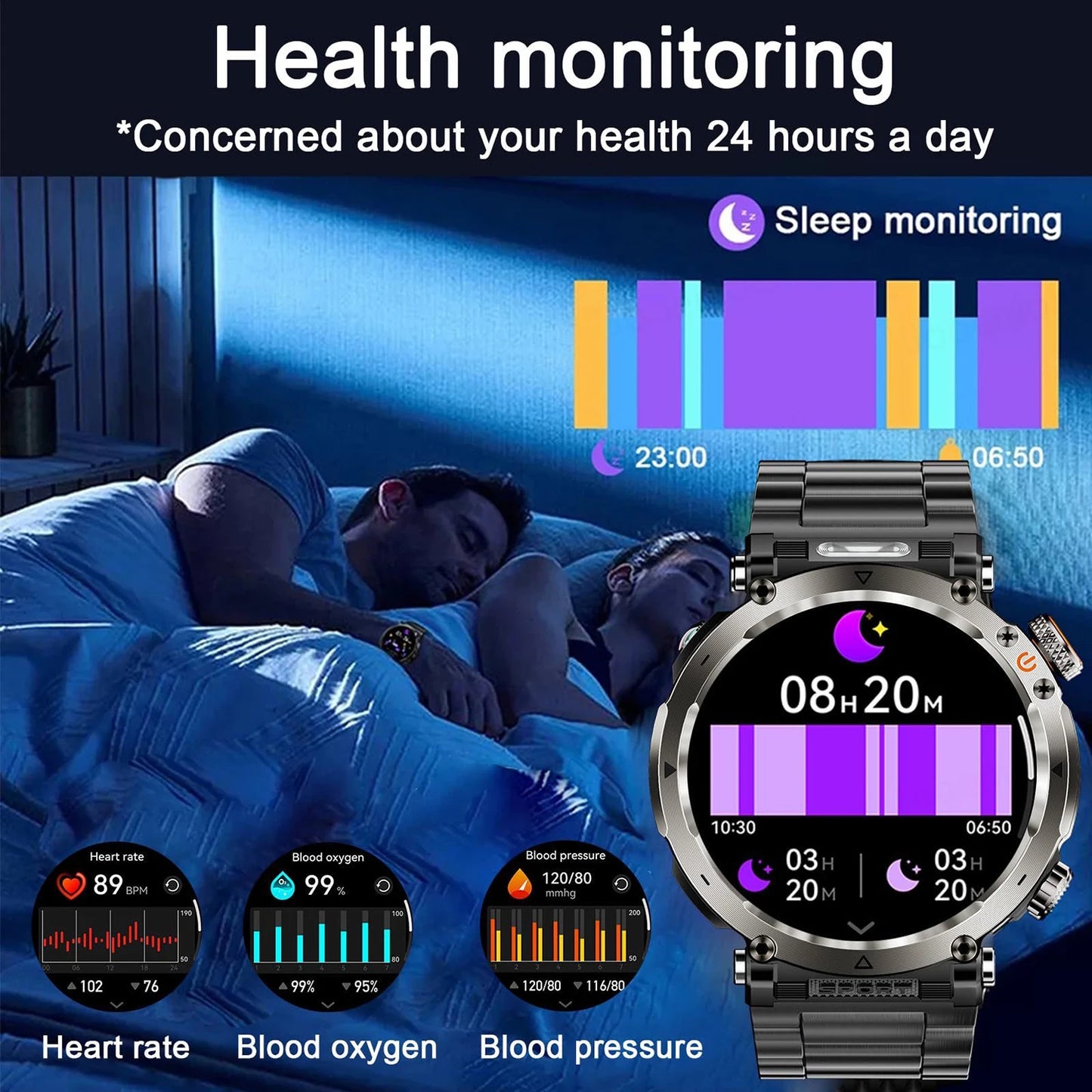 5ATM Waterproof Smart Watch Men 600mAh Outdoor SmartWatch GPS Compass Heart rate LED Flashlight Bluetooth Call Sports Smartwatch