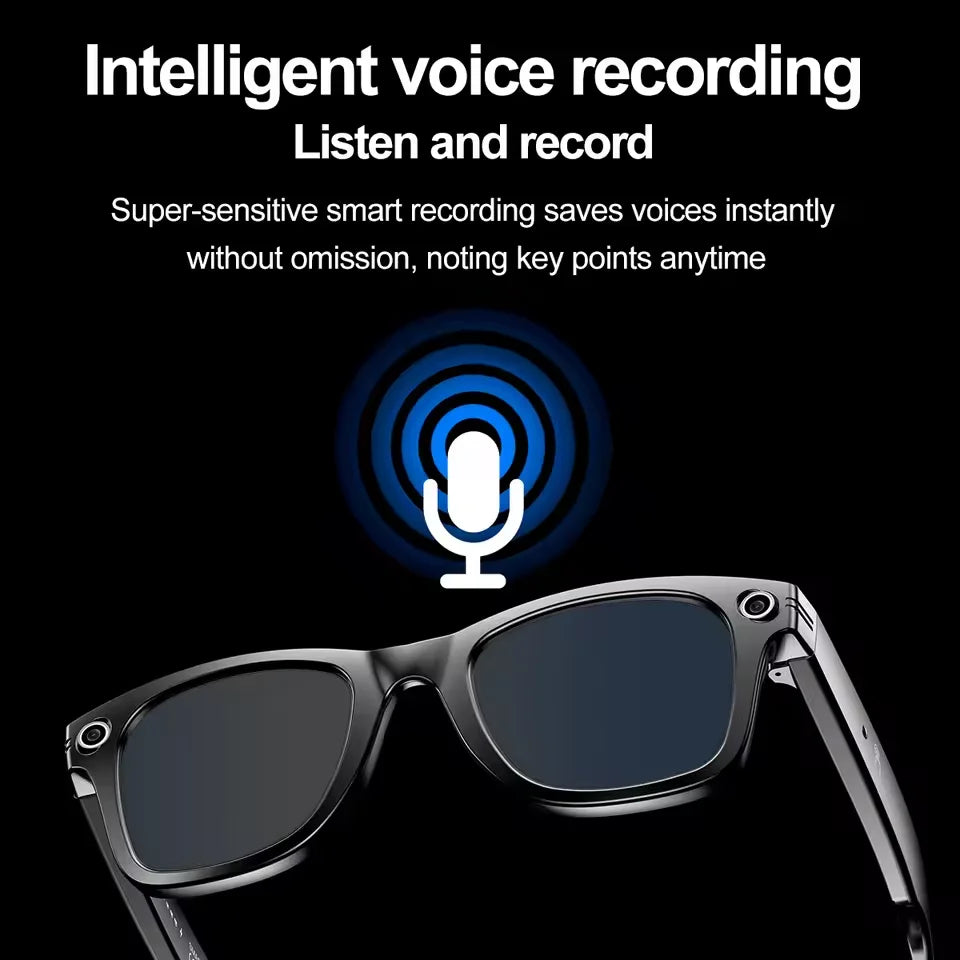 800W pixels Camera AI Smart Music Glasses HD Call Translation Headset Recording Photo Recognition Anti Blue Light UV Sunglasses