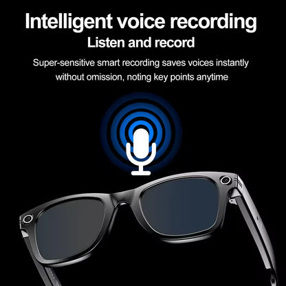 800W pixels Camera AI Smart Music Glasses HD Call Translation Headset Recording Photo Recognition Anti Blue Light UV Sunglasses