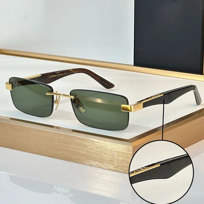 THE ARTIST III Designer Rimless Sunglasses Rectangle Men Alloy Acetate Germany Brand Trendy Classical High Quality Women UV400