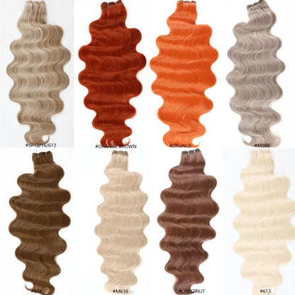30inches 200grams Body Wave Hair Weave Bundles Ombre Brown M816 Gray 888# Synthetic Hair Extension High Temperature Soft Natural