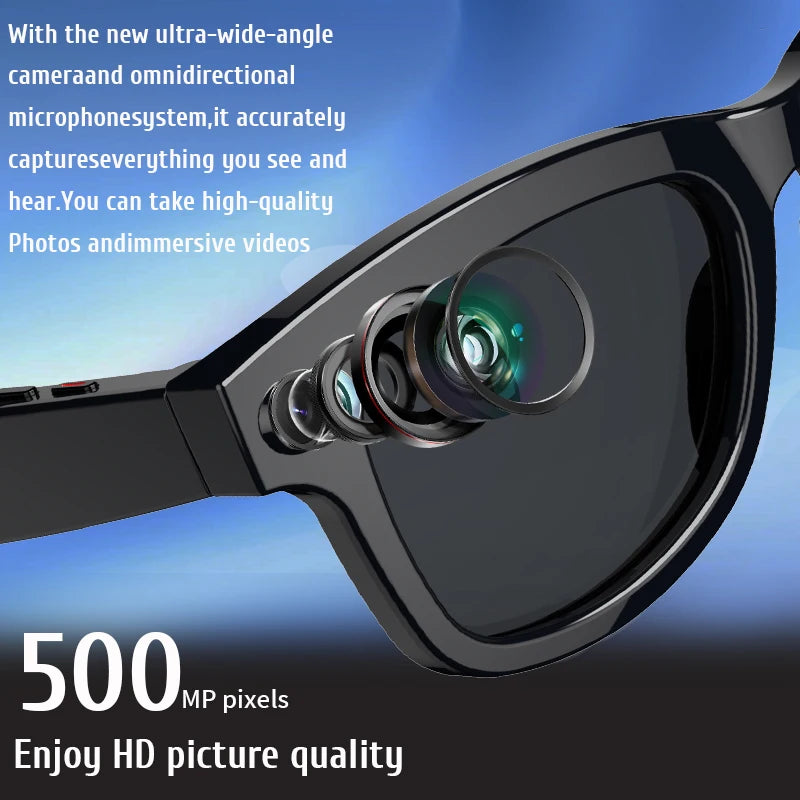 LIGE New AI Smart Glasses 500W Camera Bluetooth Voice Call Music Smart Sunglasses Video Sound Record Translation Anti-Blue Light