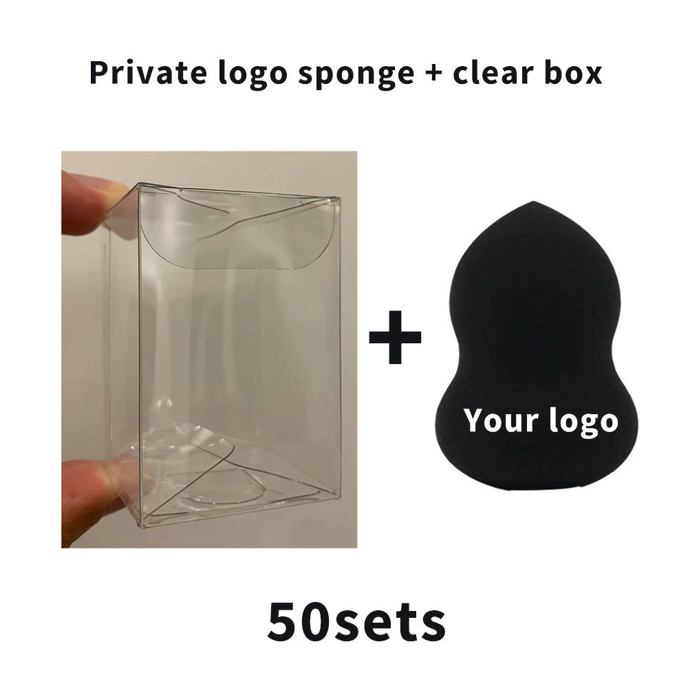 Custom Your Logo Cosmetics Beauty Sponge Latex Free and Vegan Makeup Black Sponge Set  Powder Cream Liquid Application with Box