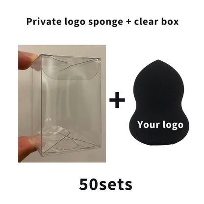 Custom Your Logo Cosmetics Beauty Sponge Latex Free and Vegan Makeup Black Sponge Set  Powder Cream Liquid Application with Box