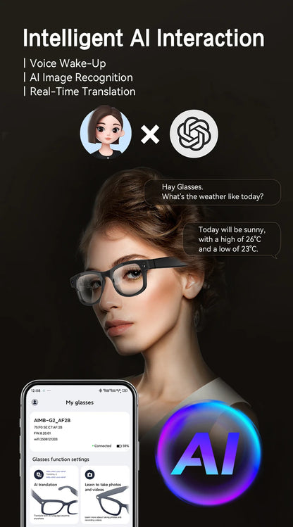 Xiaomi 6K AI Smart Glasses Multifunctional Camera Bluetooth Calling Voice Assistant Music Player Translate Photochromic Glasses
