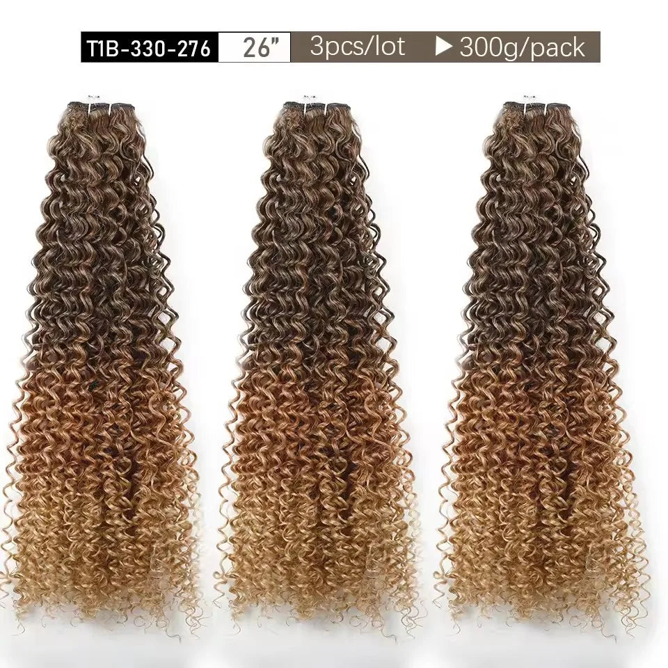 Magicae 30Inch Ombre T1B/30 Jerry Curly Synthetic Hair Extensions Heat Resistant Fiber Water Kinky Curly Human-Like Weave Bundle