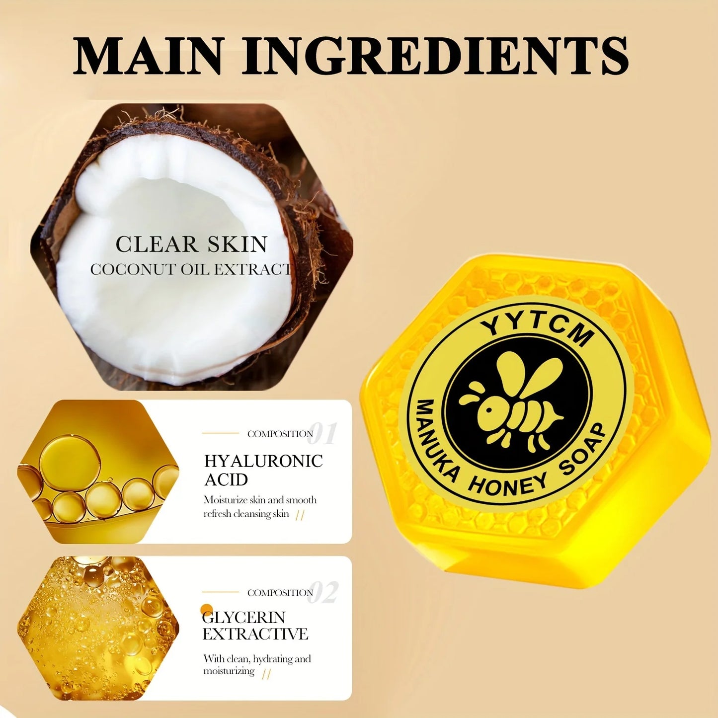 Manuka Honey Soap, Moisturizing and Hydrating Handmade Bath Soap, Cleansing Face, Body, and Hand Soap 65g (2.29oz)