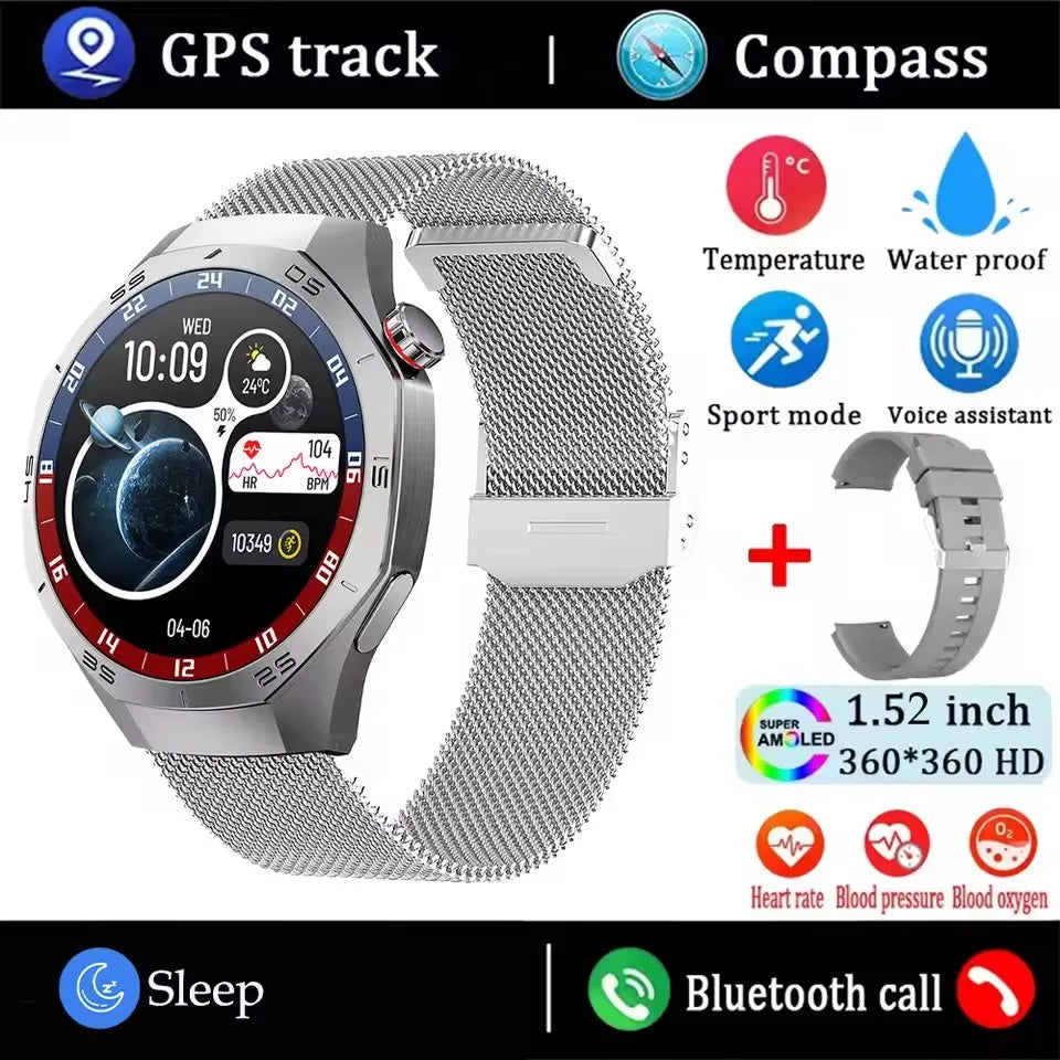2025 New GT5 Pro Smart Watch Men AMOLED Screen GPS Motion trajectory Heart Rate Monitr Bluetooth Call SmartWatch Waterproof Band