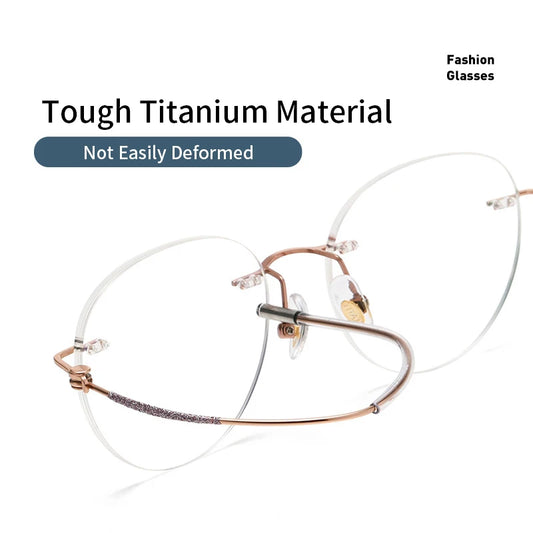 Xbora Ultra-light Titanium Men's And Women's Frameless Anti-blue Light Myopia Glasses Frame Prescription Optical Eyeglasses 6073