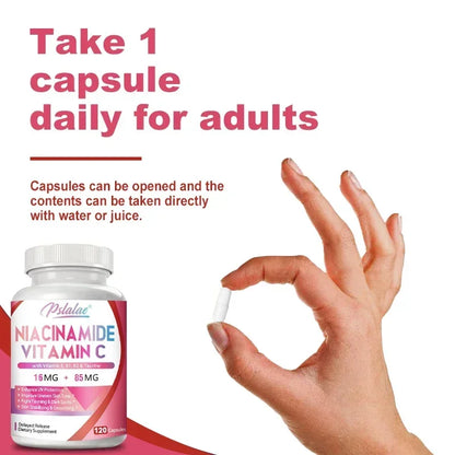 Niacinamide Vitamin C - Supports Skin Cell and Brain Health, Skin Repair, Boosts Metabolism and Nerve Function Supplement