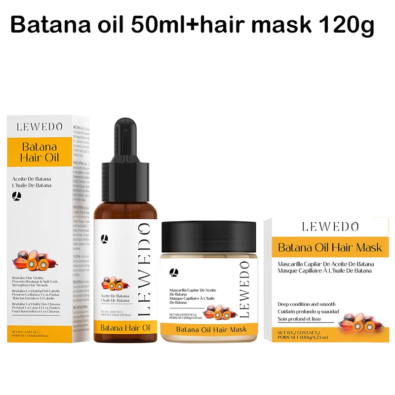Lewedo Natural Batana Hair Growth Oil Set For Men Women Reduce Hair Loss Treatment Serum Nourish Scalp Anti-Breakage Hair Mask