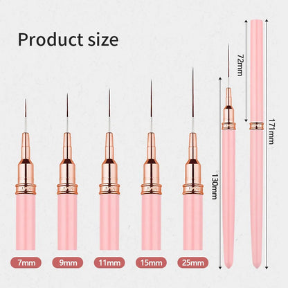 5 Pieces Set Liner Brush for Nail Art Painting,Fine Liner Brushes for Nails,Liner Nail Brush Set for Acrylic