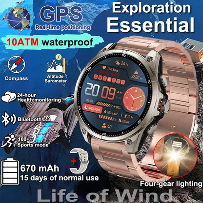 2025 New Premium GPS Smart Watches Outdoor Altimeter Barometer AMOLED Screen Built-in GPS Compass Military Sports Smartwatch Men