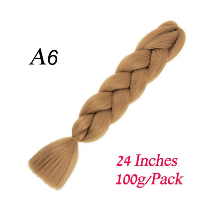 Synthetic Jumbo Braiding Hair Extension 24 " Heat Resistant Fiber In Bulk Ombre Synthetic Jumbo Braids Hair For Red Black Women