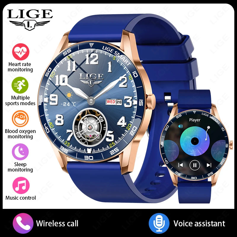 LIGE New 1.38" HD Smart Watch Men Bluetooth Call Men Women Watches Health Monitoring Sports Pedometer IP68 Waterproof Smartwatch