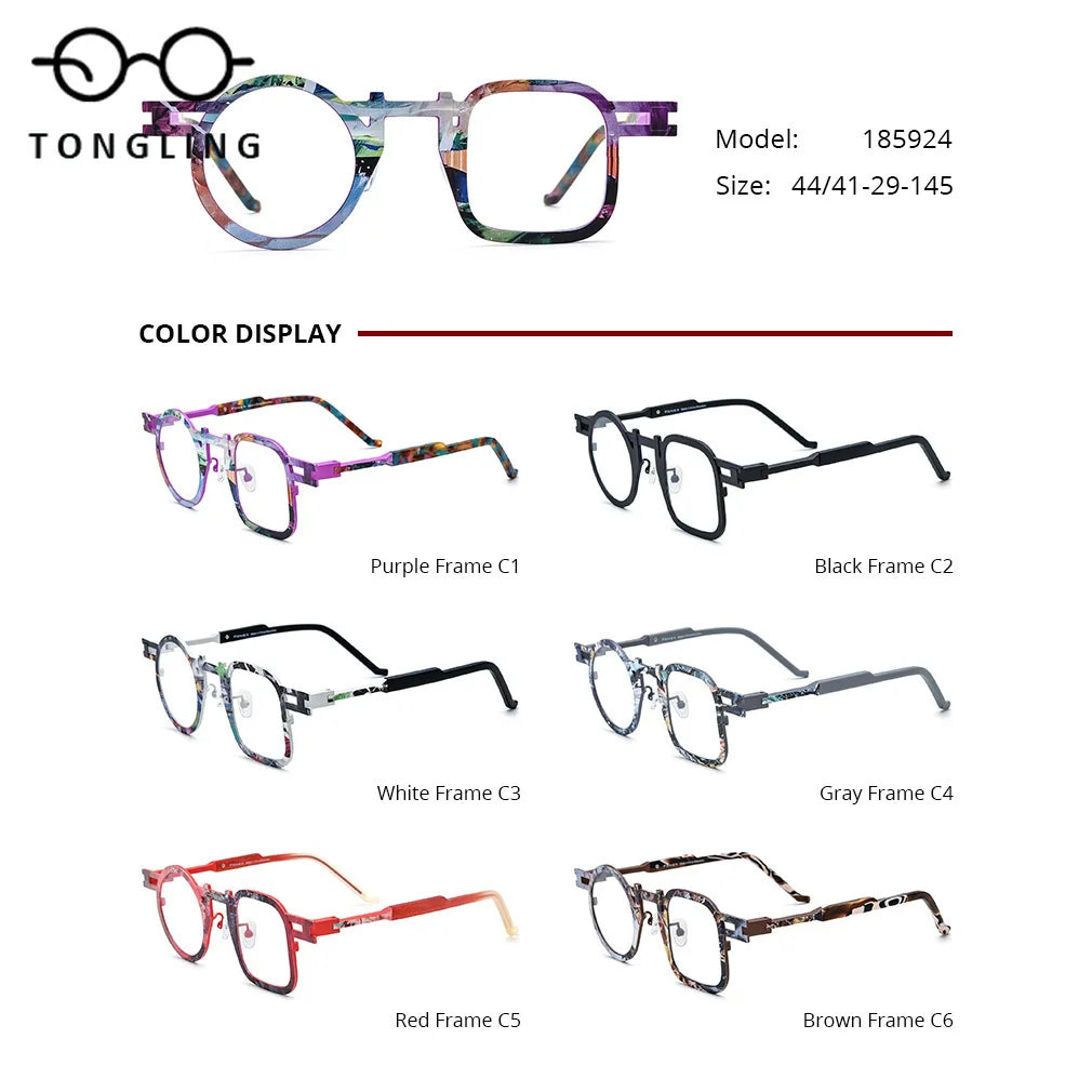 Color Ultralight Pure Titanium High-Quality Fashionable Men Square Irregular Polygon Women Personality Lightweight Glasses Frame