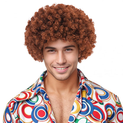 12 inch short roll explosive head hip-hop disco retro men's synthetic wig suitable for holiday parties, Halloween ball costumes