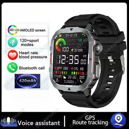 New 2.19'' AMOLED Screen BT Call Smartwatch Heart Rate Monitor IP68 5ATM Outdoor Sports Fitness Tracker Military Smart Watch Men