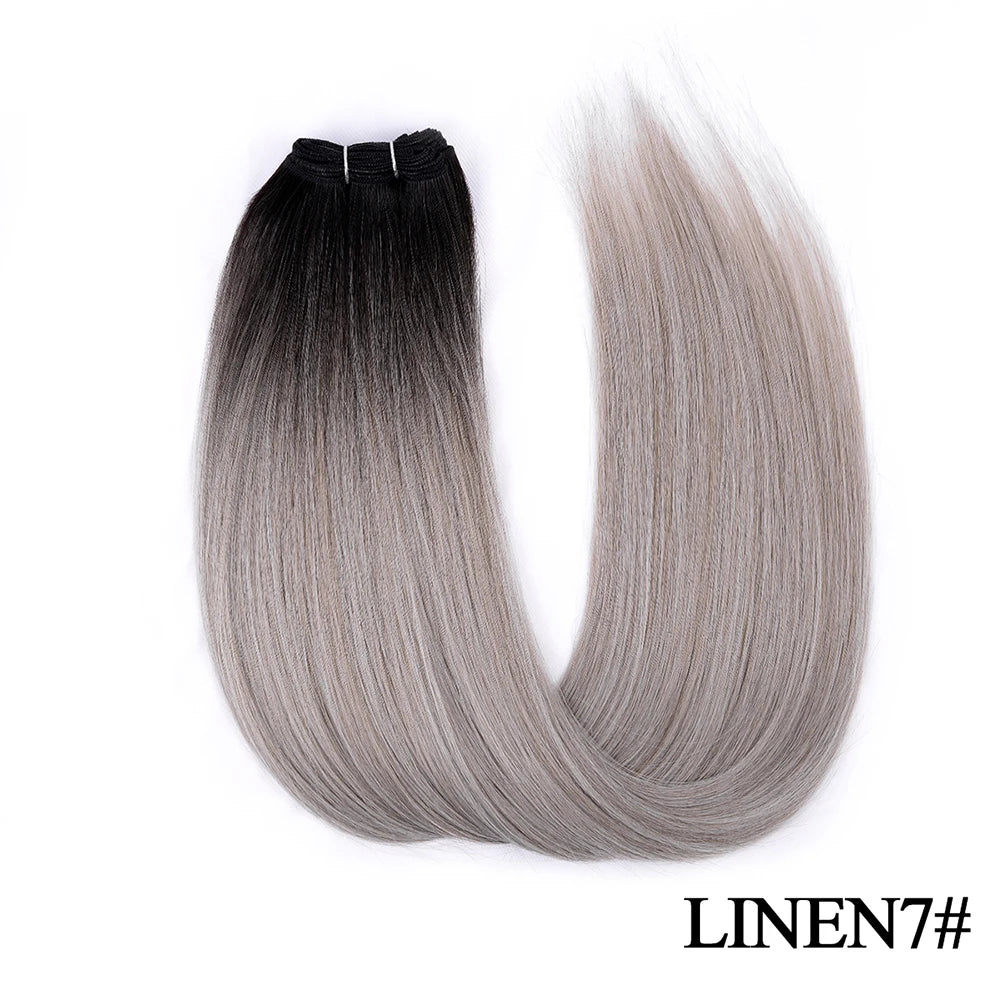 Straight Hair Extensions Synthetic Smooth Ombre Hair Weaving 26 inches brown Synthetic Straight Hair Bundles Full To End