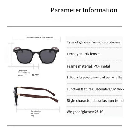 Sunglasses for Men Women Trendy Retro Wood Grain Polarized UV Protection Eyewear Cycling Outdoor Street Photography Sunglasses