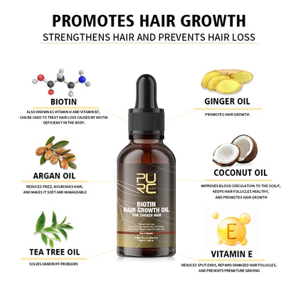 PURC Fast Biotin Hair Growth Oil Shampoo Conditioner Sets Anti Hair Loss Treatment for Men Women Thinning Hair Regrowth Care