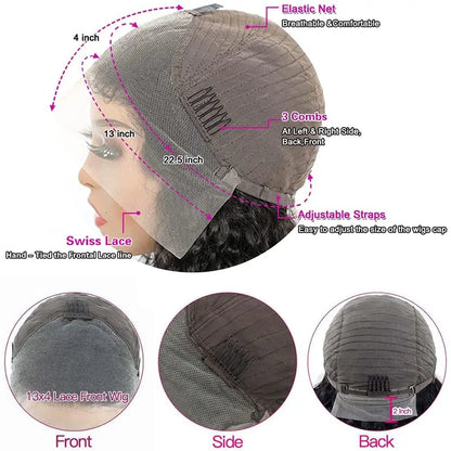 13x4 Lace Frontal Wig Pixie Cut Wig Brazilian Human Hair Wigs For Women 8 Inch 180% Density Glueless Bob Lace Front Wigs