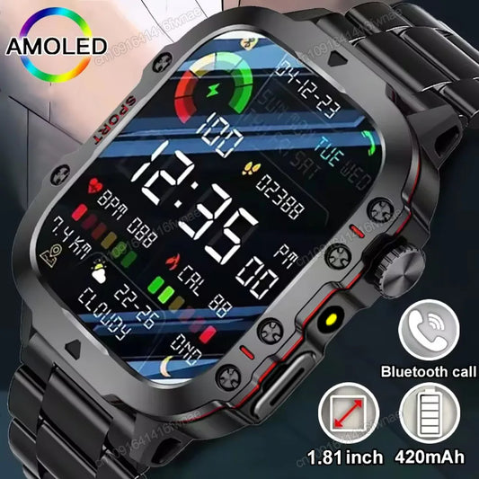 2025 Military Smartwatch GPS Men Flashlight Waterproof Outdoor Sport Tracker HD Bluetooth Calls Smart Watch New For Android IOS