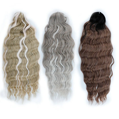 24 inches Body Deep Wave Crochet Braiding Pink Ombre Brown Hair Extensions Water Colored Braids Hair Blond Curly Hair Bundles