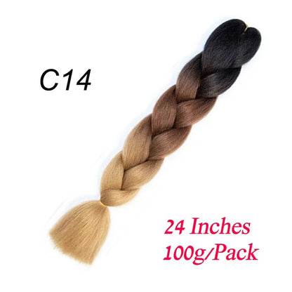 Synthetic Jumbo Braiding Hair Extension 24 " Heat Resistant Fiber In Bulk Ombre Synthetic Jumbo Braids Hair For Red Black Women