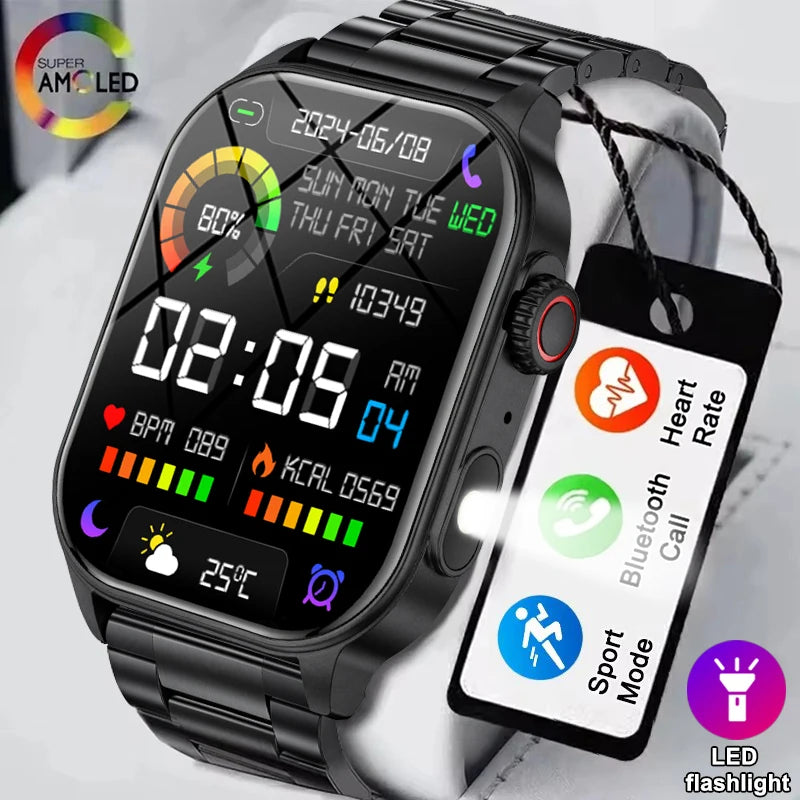 2025 New 2.01 Outdoor Military Man Smart Watch Men Bluetooth Call Smartwatch Men For Android IOS IP68 Waterproof Ftiness Watches