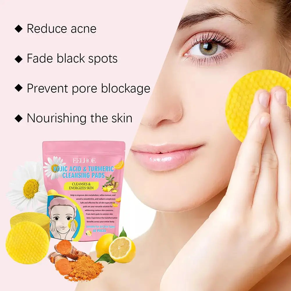 Turmeric Kojic Acid Cleansing products Exfoliating Cleansing Pads Skin Care oil-control Lemon Kojic Acid Soap Daily Cleansing