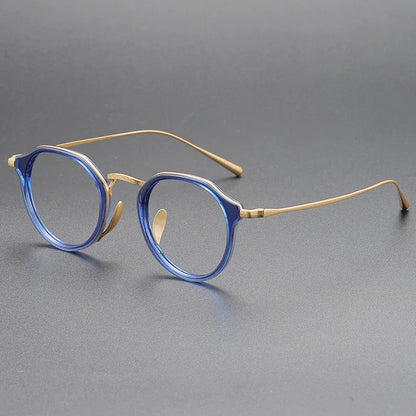 EOOUOOE Fashion Men Women Titanium Eyeglass Tortoise Acetate Retro Glasses Frame Optics Myopia Hyperopia Prescription Lenses