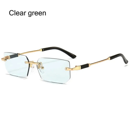 Y2K Shades Eyewear Rimless Rectangle Sunglasses for Women & Men Frameless Sun Glasses UV400 Protection Fashion Accessory