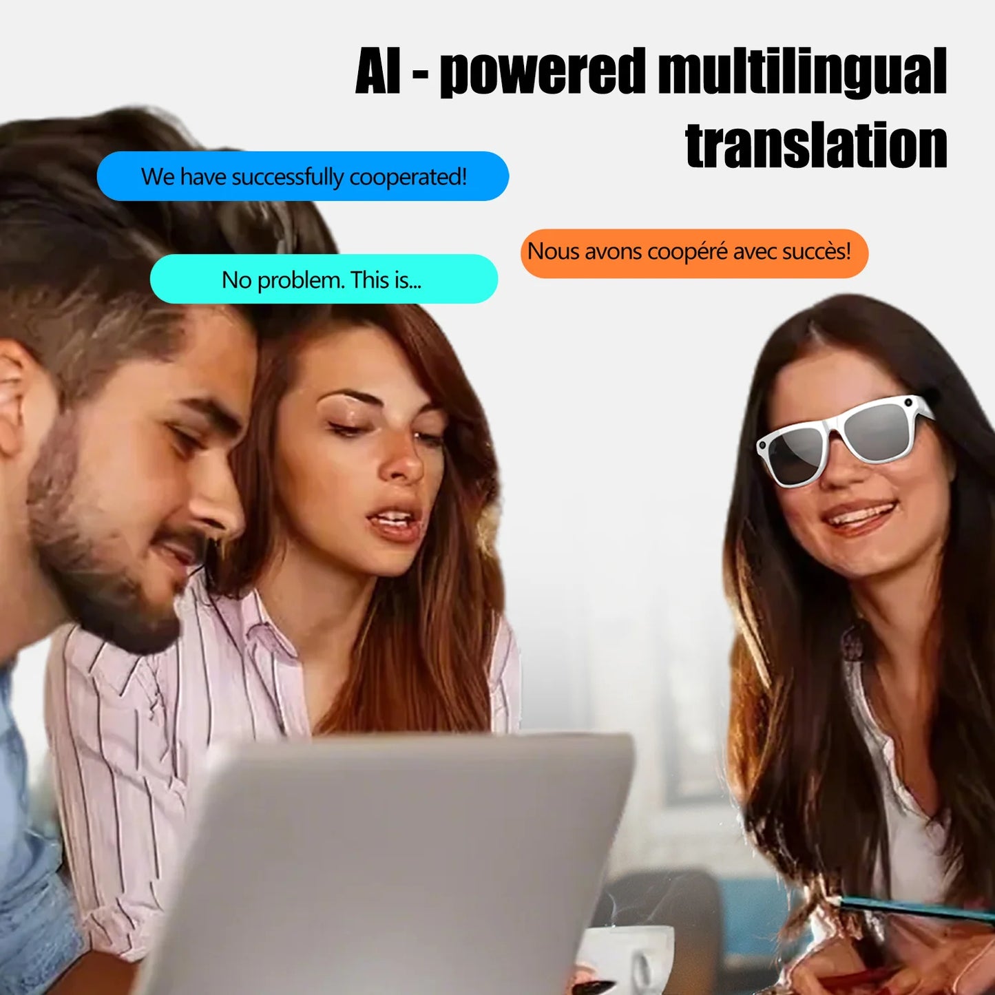 AI Smart Glasses with 100W HD Camera Anti Blue Sunglasses Voice Assistant Photo Video Music Calling Smart Glasses For Men Women