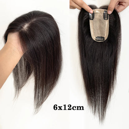 Breathable Silk Base Human Hair Women Toppers 4 Sizes Natural Scalp Top Virgin European Human Hair Pieces with Clips