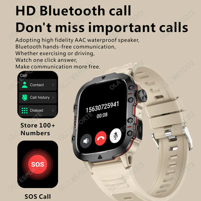 2025 New Military Smart Watch Men Outdoor 2.01" Al Voice Bluetooth Call Smartwatch Surprise Gift Outdoors For Android & IOS Male