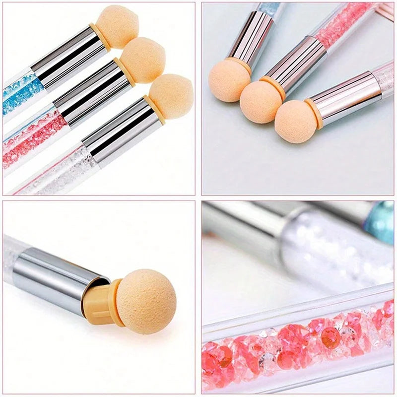 Double-ended Gradient Shading Pen Dotting Brush Sponge Head Rhinestone Handle Nail Art Brush Nail Art Painting Manicure Tools