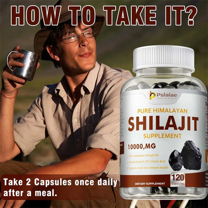 Shilajit Supplements - Supports Brain Health, Improves Cognitive Function, Enhances Memory & Concentration, and Boosts Immunity