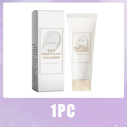 Rice Raw Pulp Facial Cleanser Face Wash Foam Pore Cleansing Moisturizing Exfoliation Brighten Skin Rejuvenation Makeup Remover