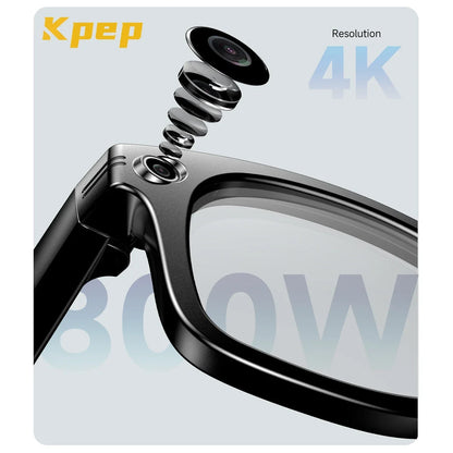 KPEP 4K AI Smart Glasses with Camera Bluetooth Headphones Music Player Voice Assistant AI Translation for Men Women