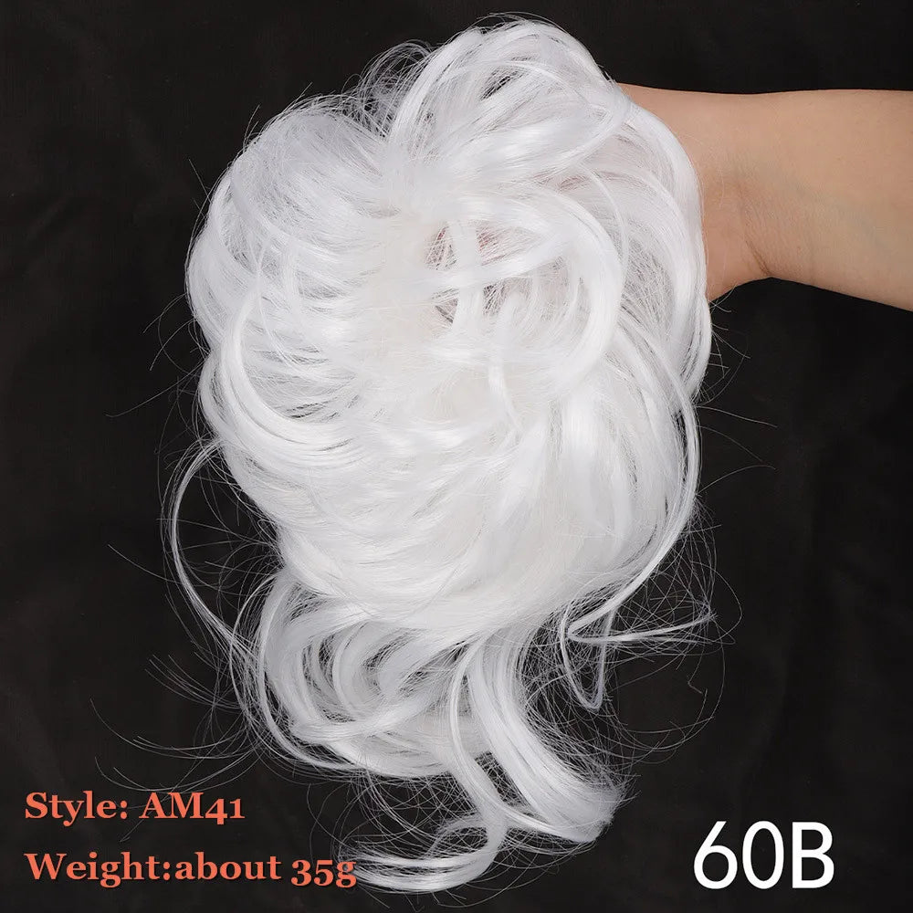 Synthetic Hair Bun Messy Scrunchies Hairpiece Elastic Chignon With Elastic For Women Donut Bun Ponytails Blonde Black Brown