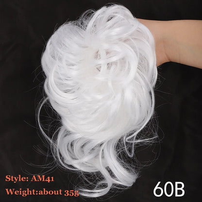 Synthetic Hair Bun Messy Scrunchies Hairpiece Elastic Chignon With Elastic For Women Donut Bun Ponytails Blonde Black Brown