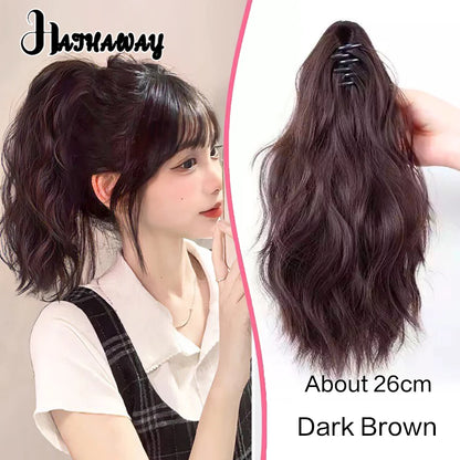 14 Inch Wavy Long Curly Hair Strap-type Pear Flower Curly Wig Ponytail Female Synthetic Fluffy Natural Shopping Commuting Wear