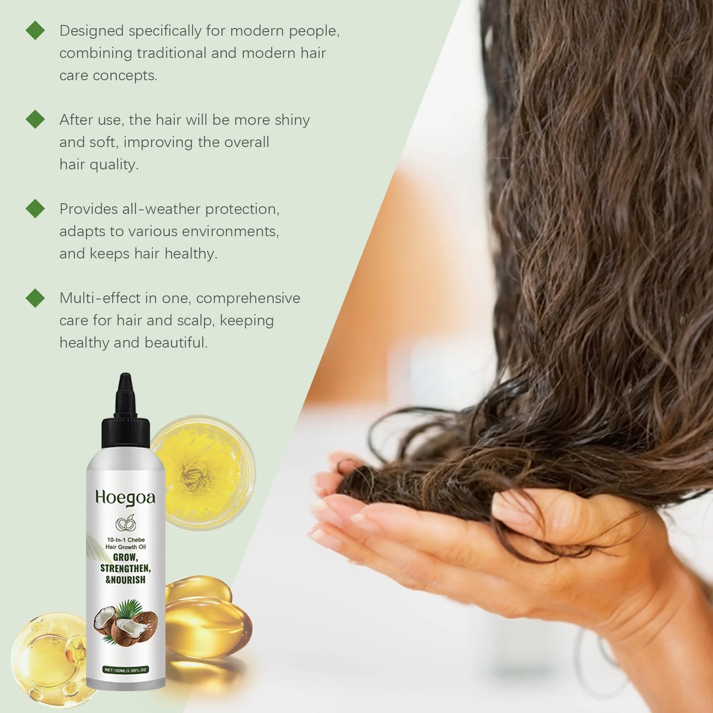 Coconut Hair Care Oil Natural Plant Essence Deeply Nourishe Hair Scalp Reduce Hair Breakage Improve Dryness Moisturize Hair Oil