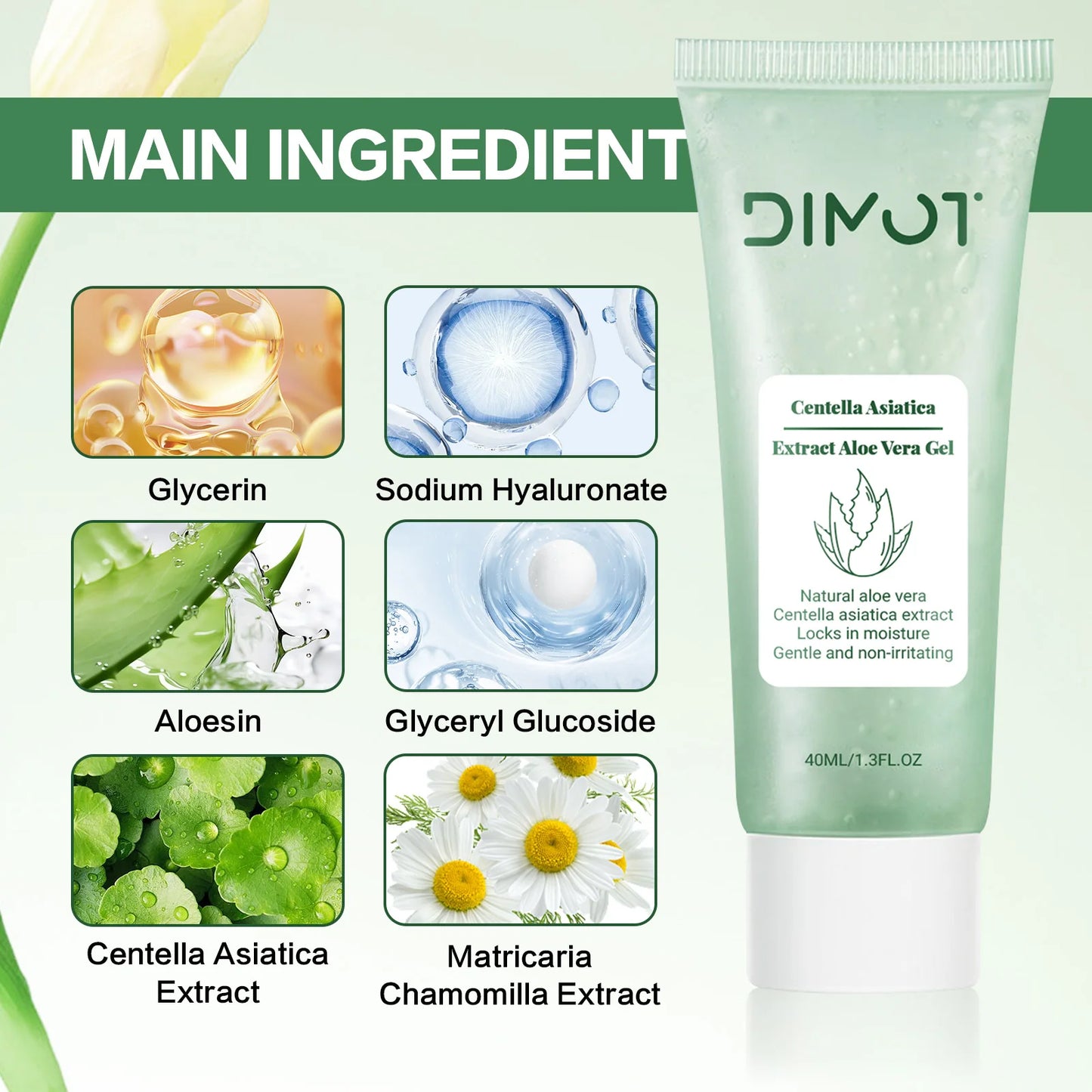 Aloe Vera Gel Natural Moisturing Hydration and Repair Face Cream Shrink Pores Soothing Redness Face Skin Care 40ML