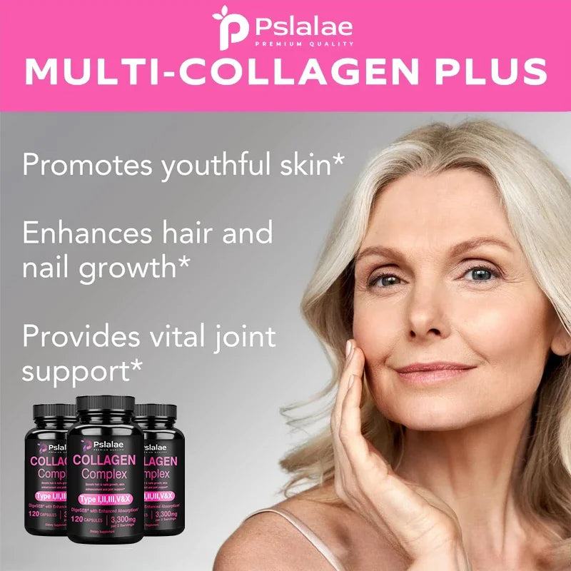 Collagen Complex Capsules - Brighten Skin Tone and Help Joint and Cardiovascular, Skin, Hair, Nails & Digestive Health